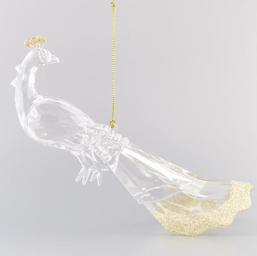 Χριστουγεννιάτικο Παγώνι Eurolamp 600-40685 Πλαστικό 16.5cm 1τμχ Διάφανο