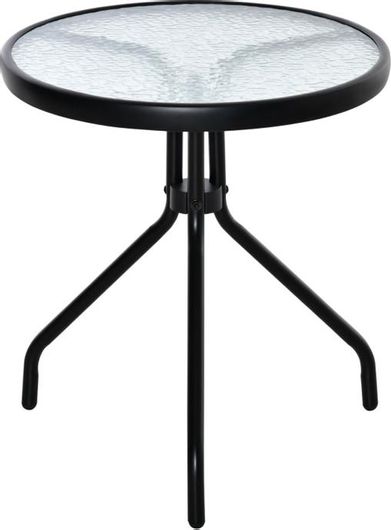Βοηθητικό Τραπέζι Εξωτερικού Χώρου Outsunny Μεταλλικό με Γυάλινη Επιφάνεια 50x50x55cm Μαύρο