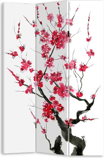 Διακοσμητικό Παραβάν Bakaji Japanese Cherry Ξύλινο με 3 Φύλλα 2 Όψεων 120x180cm