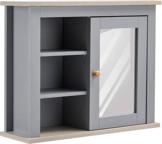 Καθρέπτης Μπάνιου Kleankin 834-313V01 με Ντουλάπι Γκρι 60x19x49 cm