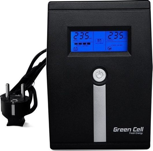 UPS Green Cell UPS01LCD Micropower 600VA Line-Interactive 360W με 2 Schuko Πρίζες