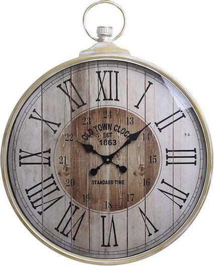 Ρολόι Τοίχου Inart Μεταλλικό Αντικέ 67cm Μπεζ