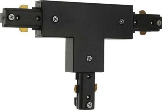 Σύνδεσμος Ράγας Φωτιστικών GloboStar Διφασικός 3 Καλωδίων Ταφ (Τ) Μαύρος για Σποτ Μαύρο