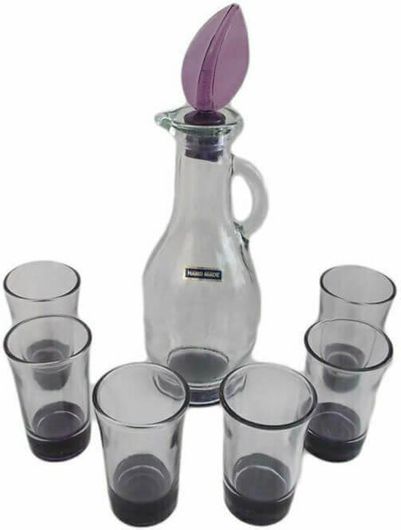 Σετ Καράφα For Home με Ποτήρια για Ρακί - Τσίπουρο 500ml 7τμχ Μοβ