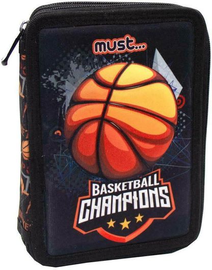 Κασετίνα Must Διπλή Γεμάτη Must Basketball Champions Μαύρο