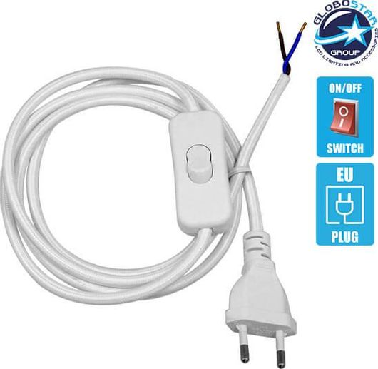 Κρεμαστό Φωτιστικό Whip GloboStar με Λευκό Διακόπτη - Πρίζα Λευκό Καλώδιο 1.4m Λευκό