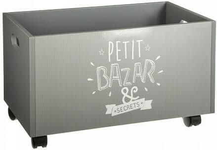 Παιδικό Κουτί Αποθήκευσης Pakoworld Toys από Ξύλο 48x28x28cm Γκρι