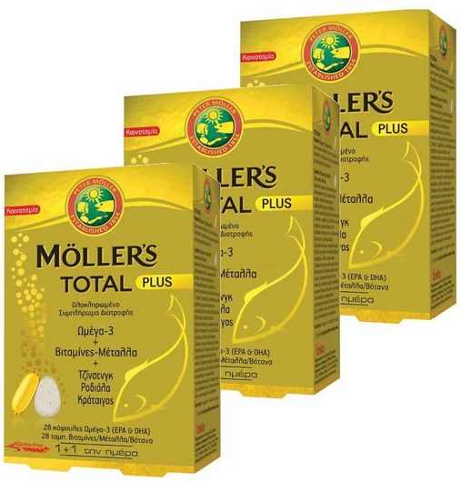 Moller's Total Plus Ιχθυέλαιο Ωμέγα 3 84 Ταμπλέτες & Βιταμίνες & Μέταλλα 84 Kάψουλες