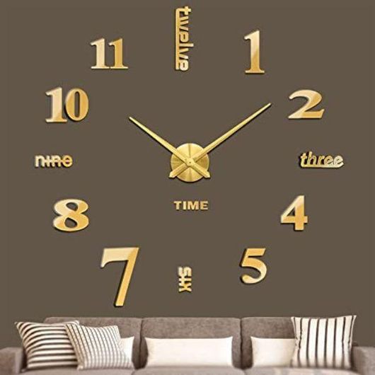 Ρολόι Τοίχου Αυτοκόλλητο Πλαστικό 80cm Χρυσό