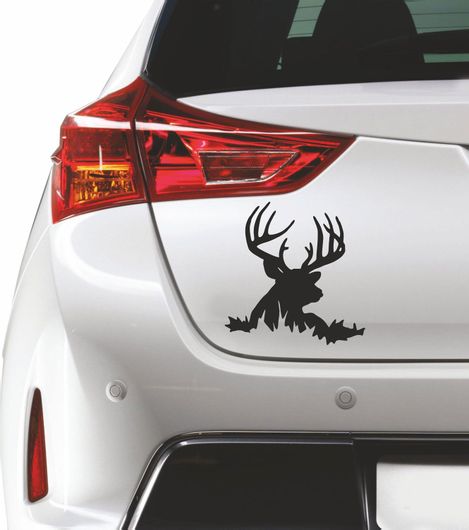Αυτοκόλλητο αυτοκινήτου Ελάφι Αδιάβροχο 12x12cm Μαύρο