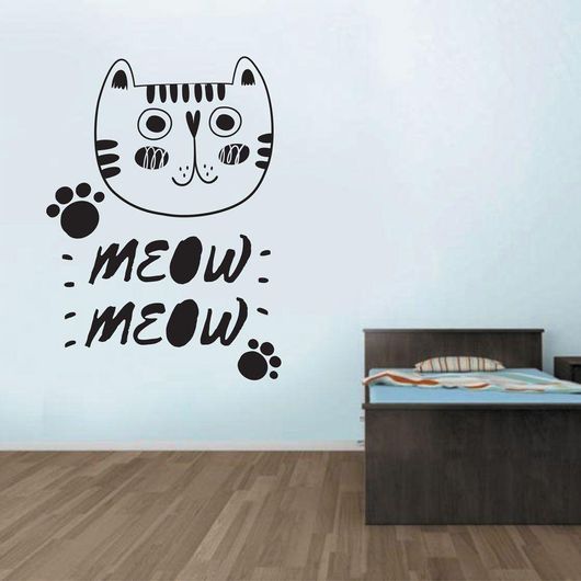 Αυτοκόλλητο Τοίχου Γατούλα Meow 30x40cm Μαύρο