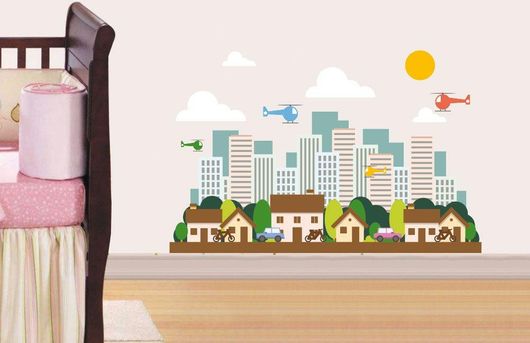 Αυτοκόλλητο Τοίχου Γραμμική Πόλη 02 70x45cm