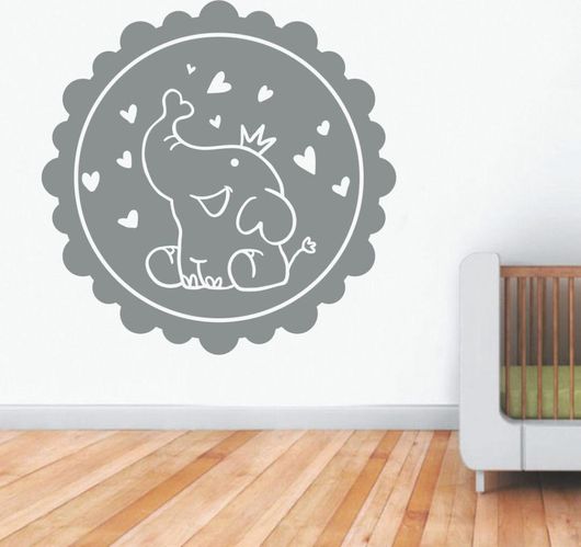 Αυτοκόλλητο Τοίχου Ελεφαντάκι 3 30x30cm Ασημί