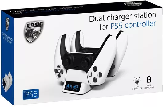 Βάση Φόρτισης Roar RR-0019 για 2 Χειριστήρια PS5 Λευκό