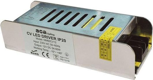 Τροφοδοτικό LED Aca NM60CV12 IP20 Ισχύος 60W με Τάση Εξόδου 12V