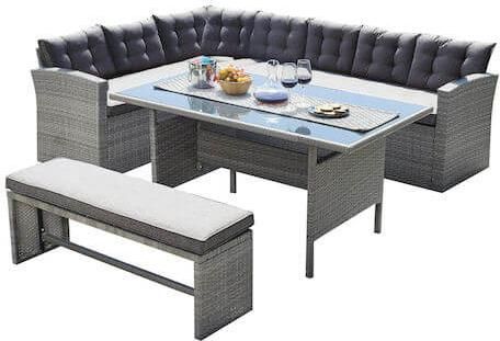 Σετ Τραπεζαρίας Εξωτερικού Χώρου Woodwell Center με Μαξιλάρια 3τμχ Γκρι