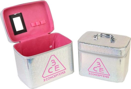 Σετ Βαλιτσάκια Αισθητικής Ro-Ro Accessories Ασημί Ιριδίζον Μεταλλικό 2τμχ