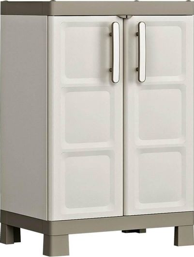 Δίφυλλη Ντουλάπα Εξωτερικού Χώρου Keter Excellence Low Δίφυλλη Πλαστική με 2 Ράφια 65x45x97cm Λευκό / Μπεζ