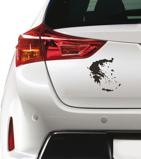 Αυτοκόλλητο Αυτοκινήτου Χάρτης Ελλάδος 13x13cm Μαύρο