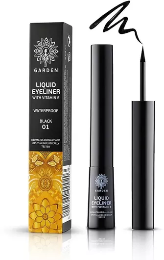 Eyeliner Garden Liquid Πινέλο With Vitamin E Waterproof 01 4ml Μαύρο
