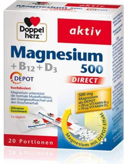 Doppelherz Magnesium 500 + Β12 + D3 Depot 20 Φακελίσκοι