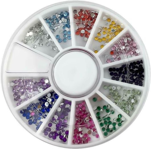 Carousel με Διακοσμητικά Νυχιών Σετ 12 Χρώματα & Σχέδια Αστεράκια/Οβάλ