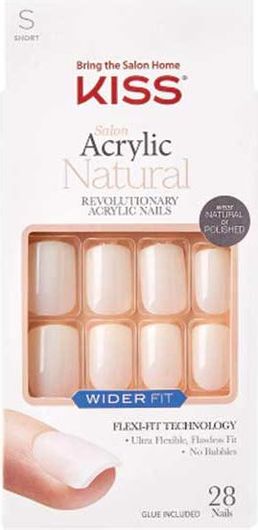 Tips Νυχιών Kiss Salon Acrylic Natural Wider Fit 28τμχ Μπεζ