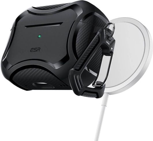 Θήκη ESR Cyber Armor Halolock για Apple AirPods Pro MagSafe Πλαστικό με Γάντζο Μαύρο 
