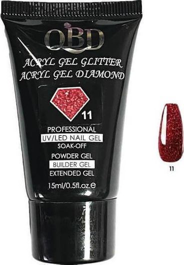 Acrygel QBD Glitter 11 Diamond 15ml Μπορντό