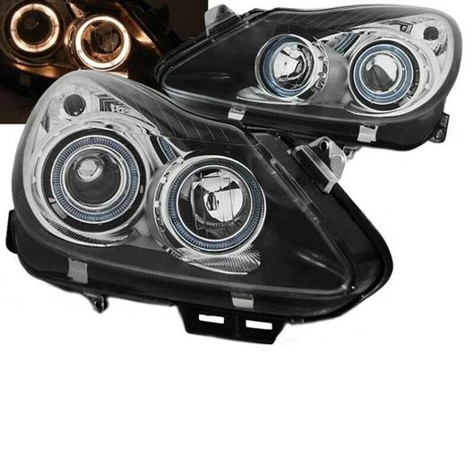 Φανάρια Αυτοκινήτου Depo Μπροστά Angel Eyes για Opel Corsa D 2006-2011 Σετ 2τμχ Μαύρο
