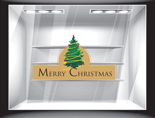 Αυτοκόλλητο Βιτρίνας Merry Christmas Έλατο 80x35cm Πολύχρωμο