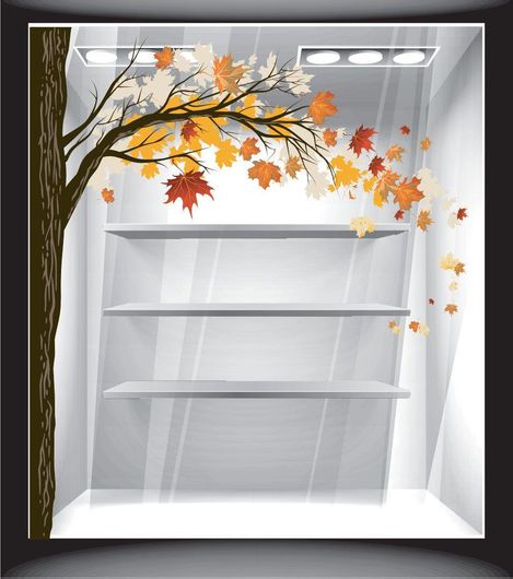 Αυτοκόλλητο Βιτρίνας Φθινόπωρο Δέντρο 90x105cm Πολύχρωμο