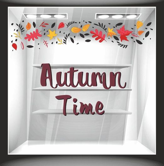 Αυτοκόλλητο Βιτρίνας Φθινόπωρο Εκπτώσεις 16 50x30cm Πολύχρωμο