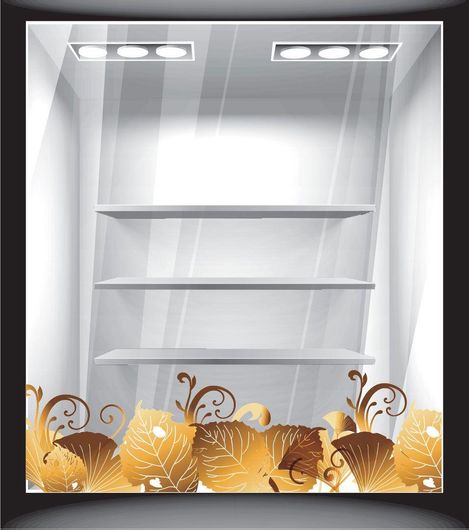 Αυτοκόλλητο Βιτρίνας Φθινόπωρο Μπορντούρα Φύλλα 70x20cm Καφέ