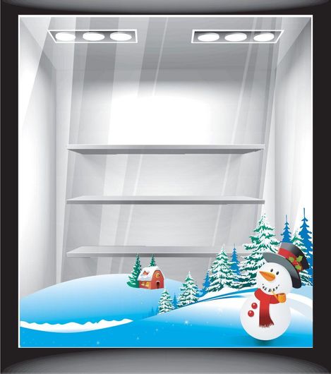 Αυτοκόλλητο Βιτρίνας Χιονάνθρωπος 70x33cm Πολύχρωμο