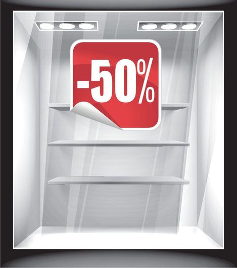 Αυτοκόλλητο Εκπτώσεων 0.5 Εκπτώσεις 50x50cm Κόκκινο