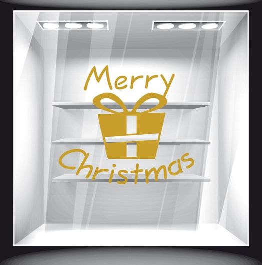 Χριστουγεννιάτικο Διακοσμητικό Αυτοκόλλητο Merry Christmas Δώρο 50x44cm Χρυσό
