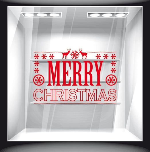 Χριστουγεννιάτικο Διακοσμητικό Αυτοκόλλητο Merry Christmas Tree 2 50x35cm Κόκκινο