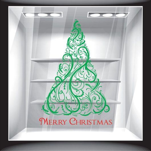 Χριστουγεννιάτικο Διακοσμητικό Αυτοκόλλητο Έλατο με Ευχή 3 50x70cm Πολύχρωμο