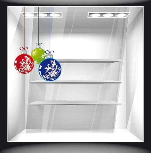 Χριστουγεννιάτικο Διακοσμητικό Αυτοκόλλητο Μπάλες Στολίδια 2 40x63cm Πολύχρωμο