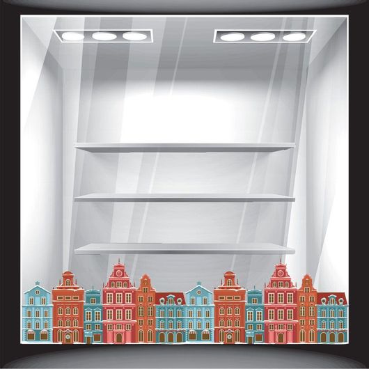 Χριστουγεννιάτικο Διακοσμητικό Αυτοκόλλητο Σπιτάκια Μπορντούρα 100x30cm Πολύχρωμο