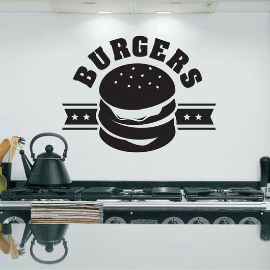 Αυτοκόλλητο Τοίχου KIT 10018 Burgers 30x22cm Μαύρο