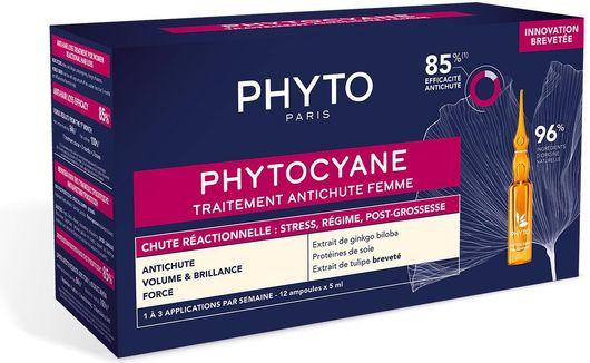 Αμπούλες Μαλλιών Phyto Phytocyane κατά της Αντιδραστικής Τριχόπτωσης 5ml 12τμχ