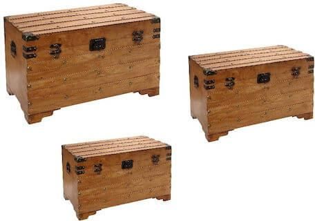 Σετ Διακοσμητικά Μπαούλα Espiel Ξύλινα 3τμχ Καφέ