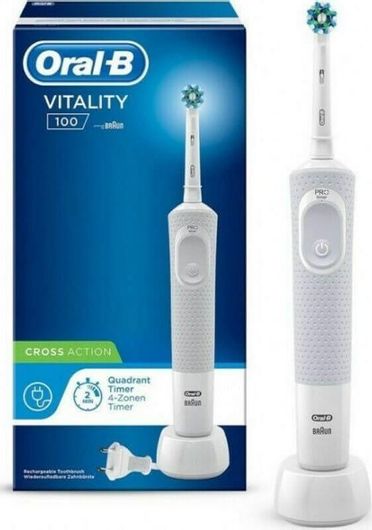 Oral-B Vitality 100 Cross Action Ηλεκτρική Οδοντόβουρτσα με Χρονομετρητή Λευκή