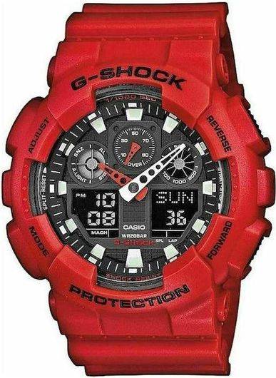 Ανδρικό Ρολόι Casio G-Shock Αναλογικό Ψηφιακό Χρονογράφος Μπαταρίας με Καουτσούκ Λουράκι Κόκκινο