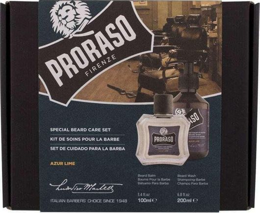 Σετ Περιποίησης για Γένια Proraso Azur Lime με Balm 100ml & Shampoo 200ml