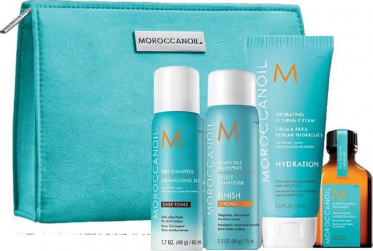 Kit Moroccanoil Style On The Go Dry Shampoo 62ml Hair Spray 75ml Styling Cream 75ml Oil Treatment 25ml