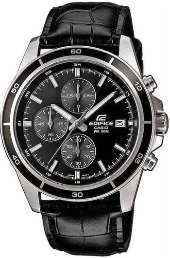 Ανδρικό Ρολόι Casio EFR-526L-1AVUEF με Δερμάτινο Λουράκι Μαύρο
