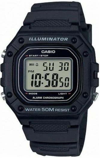 Ανδρικό Ρολόι Casio W-218H-1AVDF με Λουράκι Καουτσούκ Μαύρο